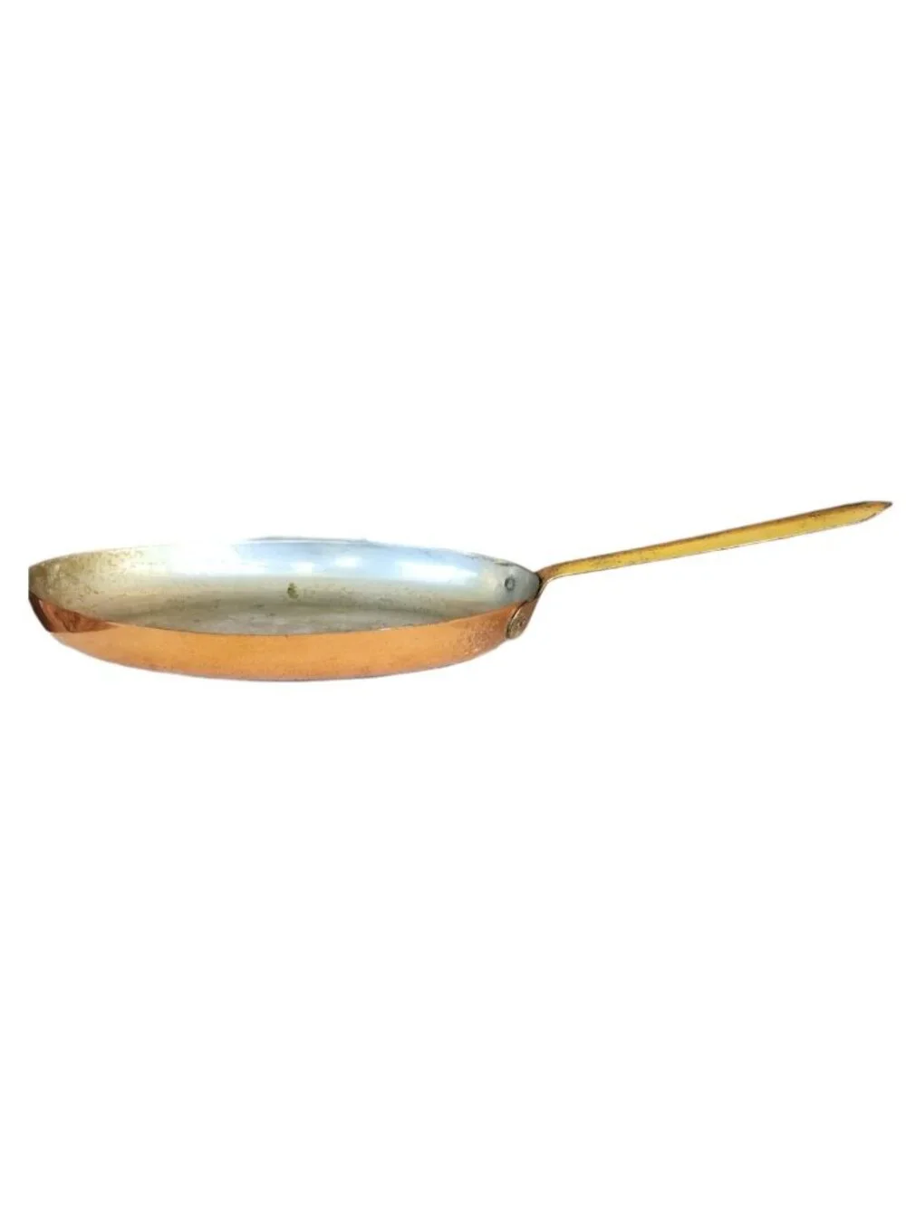 Vintage Oval Copper FISH Saute Pan 3 Rivet Brass Handle Made in Portugal